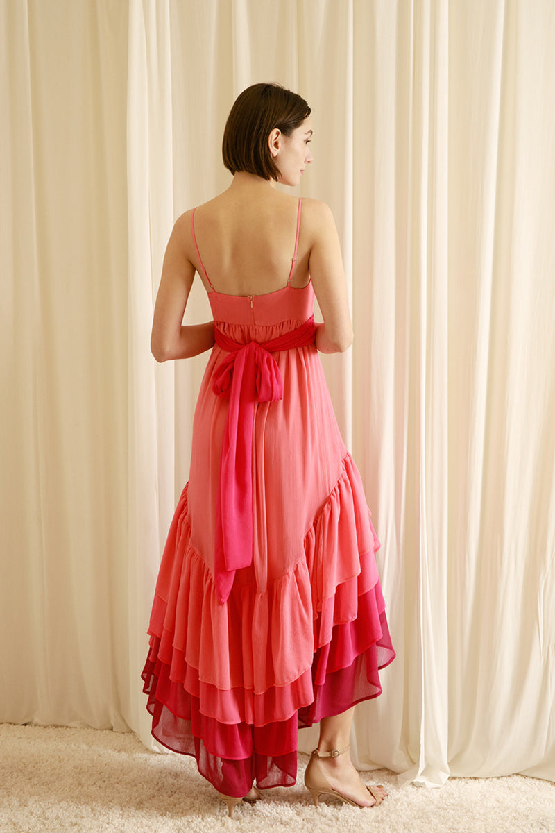 Coral/ Hot Pink Ruffle Maxi Dress Rolling Rack Boutique Coral/ Hot Pink Ruffle Maxi Dress Rolling Rack Boutique