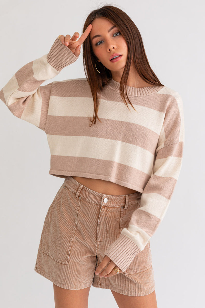 Tan & White Stripe