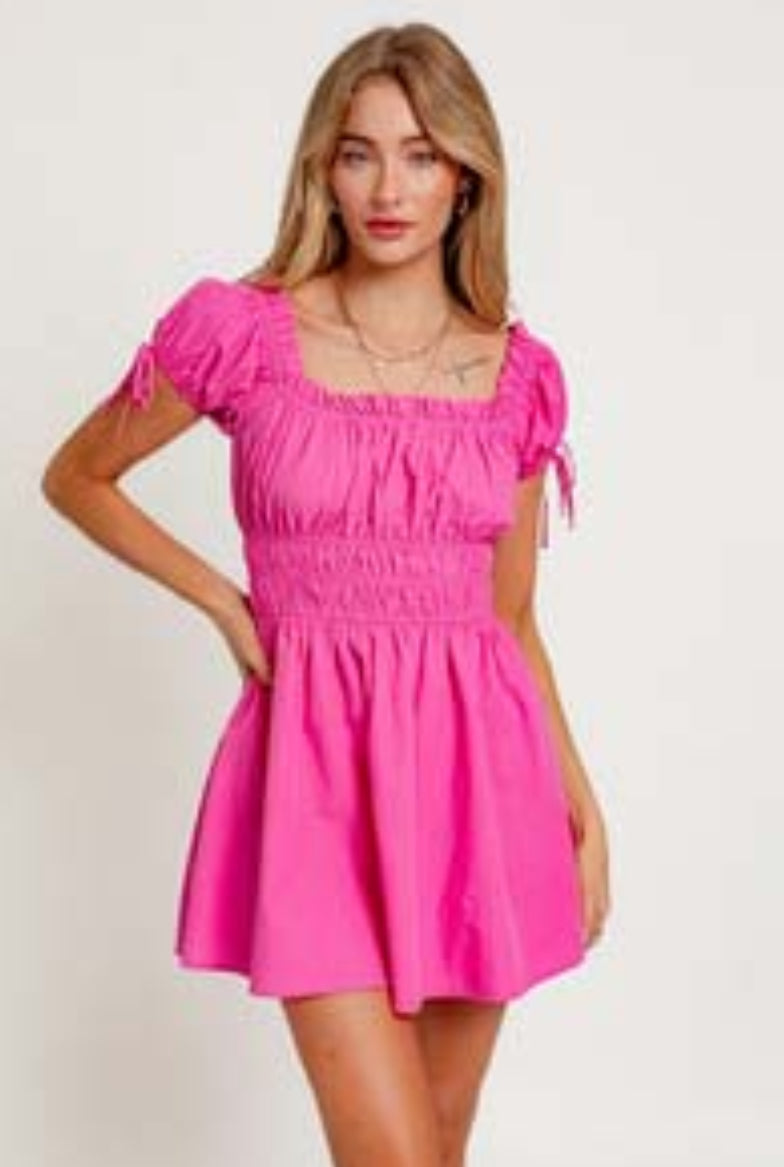 Pink Short Sleeve Shortie Dress