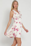 Ivory Cowl Neck Shortie Dress with Roses