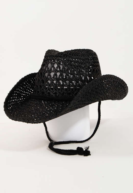 Straw Braided Rope Strap Cowboy Hat