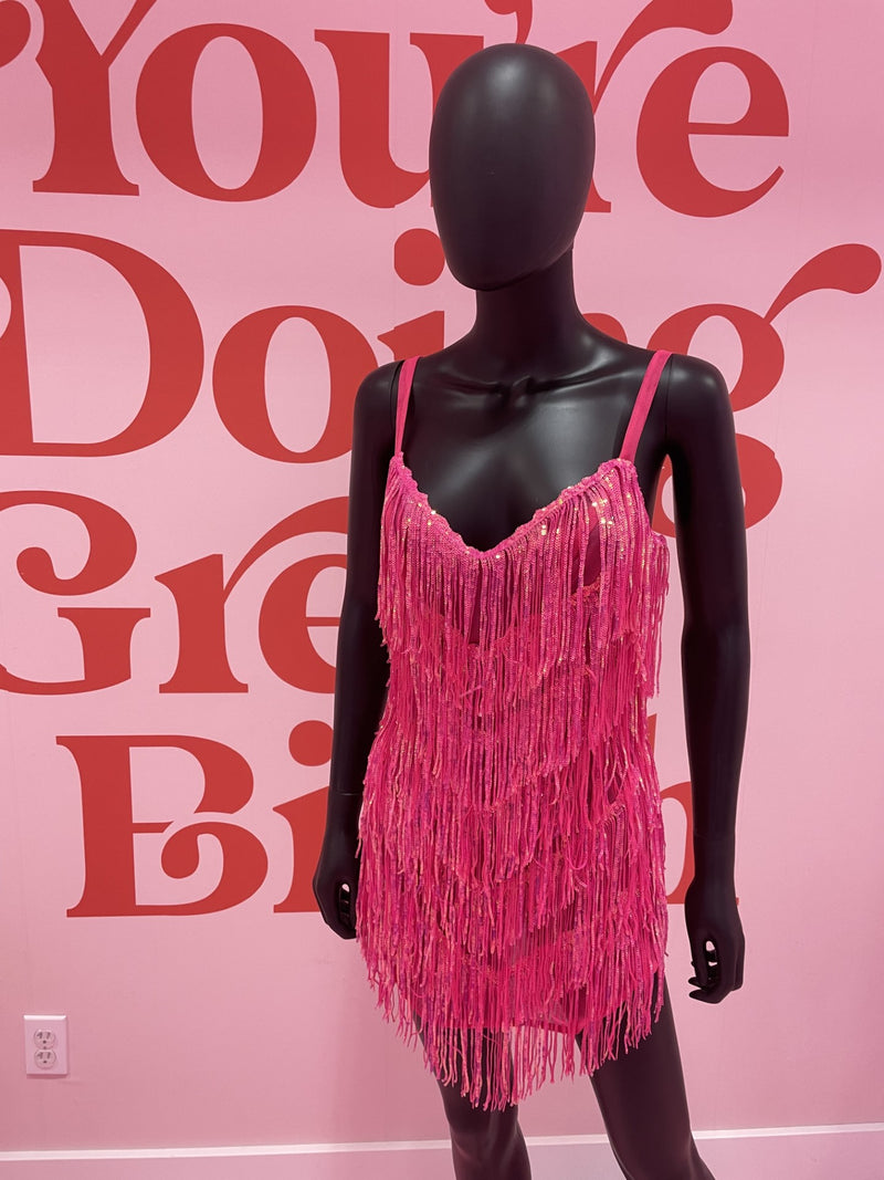 Neon Pink Sequin Fringe Mini Dress SPECIAL OCCASION FINAL SALE Rolling Rack Boutique Neon Pink Sequin Fringe Mini Dress SPECIAL OCCASION FINAL SALE Rolling Rack Boutique