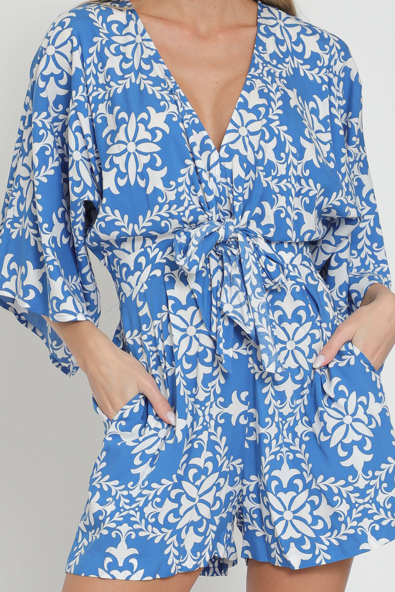 Blue Kimono Romper