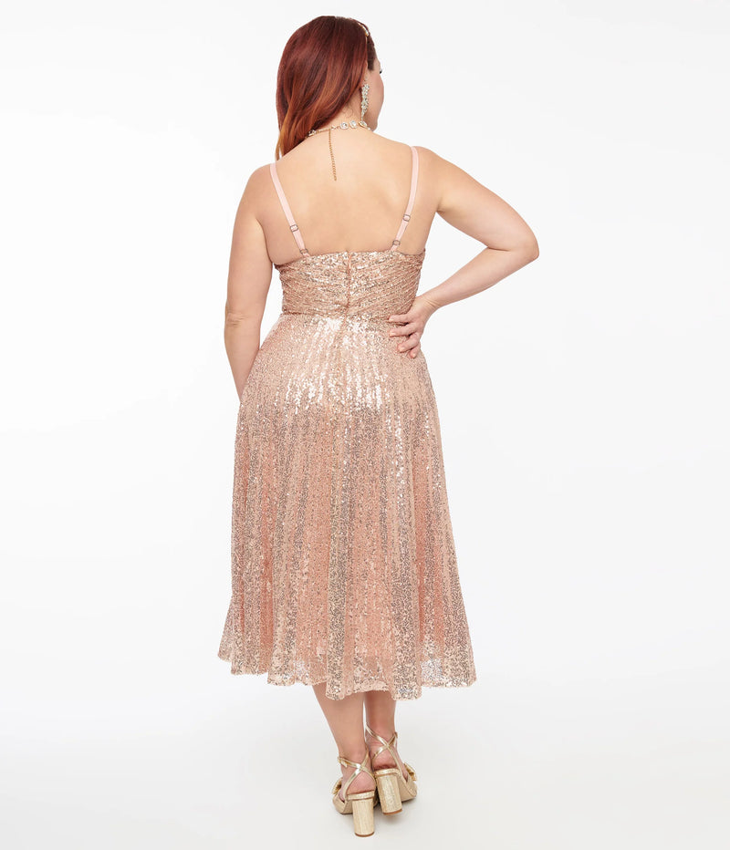 Unique Vintage 1950s Pleated Sequin Swing Dress - Final Sale Rolling Rack Boutique Unique Vintage 1950s Pleated Sequin Swing Dress - Final Sale Rolling Rack Boutique