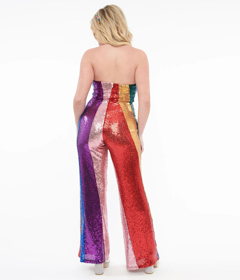 Smak Parlour 1960s Rainbow Sequin Glamour Goddess Jumpsuit Rolling Rack Boutique Smak Parlour 1960s Rainbow Sequin Glamour Goddess Jumpsuit Rolling Rack Boutique
