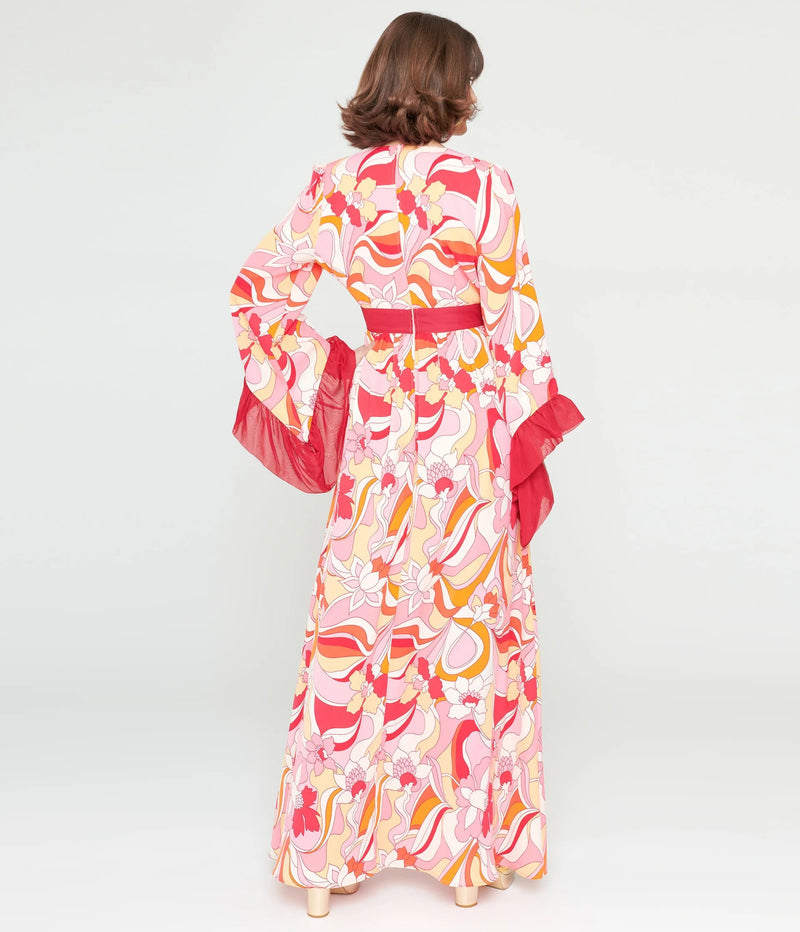 Unique Vintage 1960s Pink & Red Psychedelic Floral Maxi Dress – Rolling Rack Boutique Unique Vintage 1960s Pink & Red Psychedelic Floral Maxi Dress – Rolling Rack Boutique