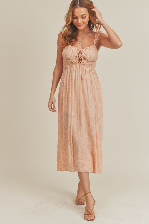 Mauve Cream Lace Up Midi Dress Rolling Rack Boutique Mauve Cream Lace Up Midi Dress Rolling Rack Boutique