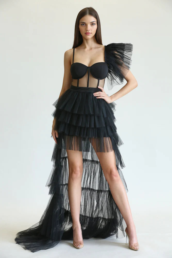 Black Tulle One Shoulder Dress Rolling Rack Boutique Black Tulle One Shoulder Dress Rolling Rack Boutique