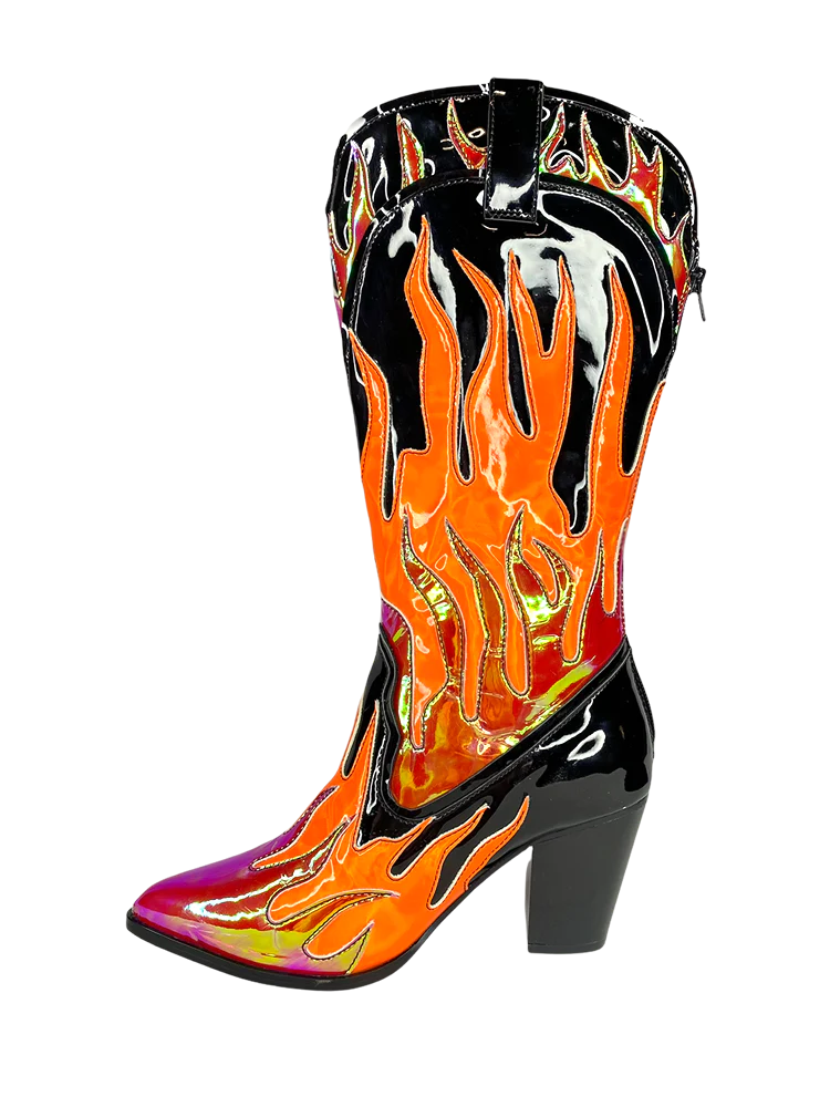 Space Cowgirl Black Red Flame