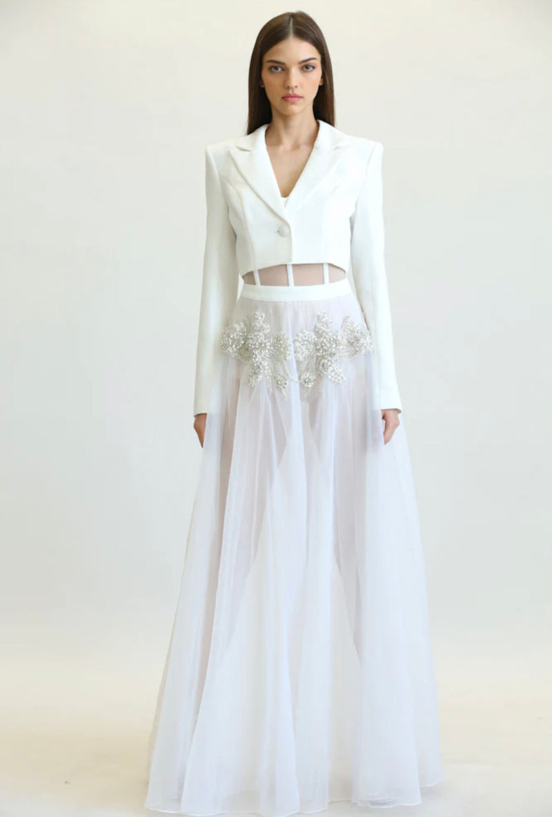 white constructed corset waist blazer dress Women's Blazer Mini Dress Corset Waist Long Sleeve Gena