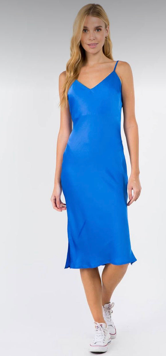 satin cami midi dress Urban Touch Cowl Neck Satin Slip Midi Dress