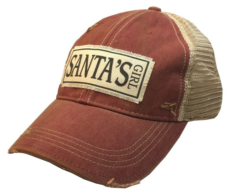 Santa's Girl Distressed Trucker Cap