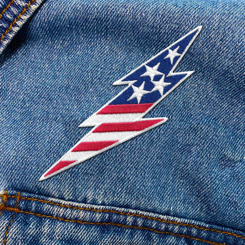 USA Lightning Bolt Iron On Patch
