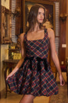 Seliora Plaid Bow Mini Dress