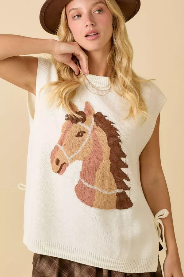 Horse Oversized Sleeveless Sweater