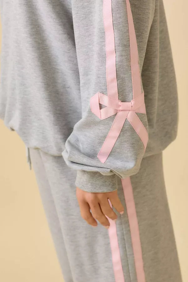 Heather Grey w/Pink Bow SET-SIZES MUST MATCH