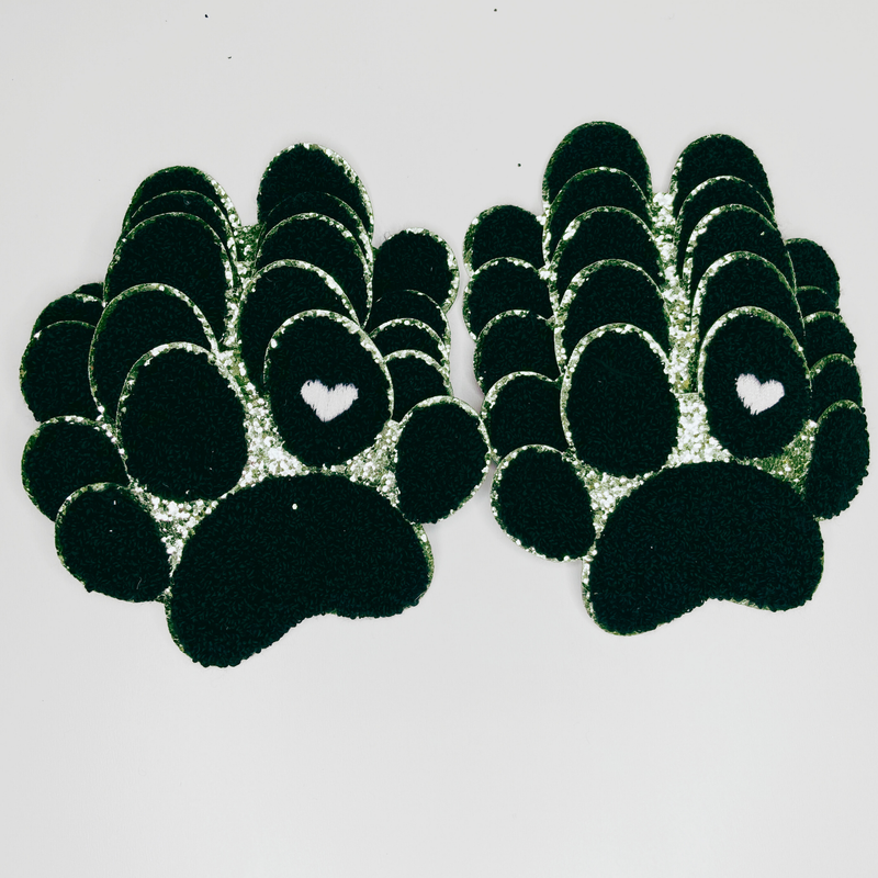 Paw Print with Embroidery heart detail - Chenille Patch