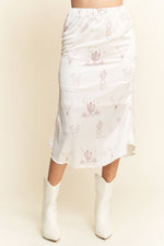 WESTERN CONVERSATIONAL PRINTED MIDI SKIRT