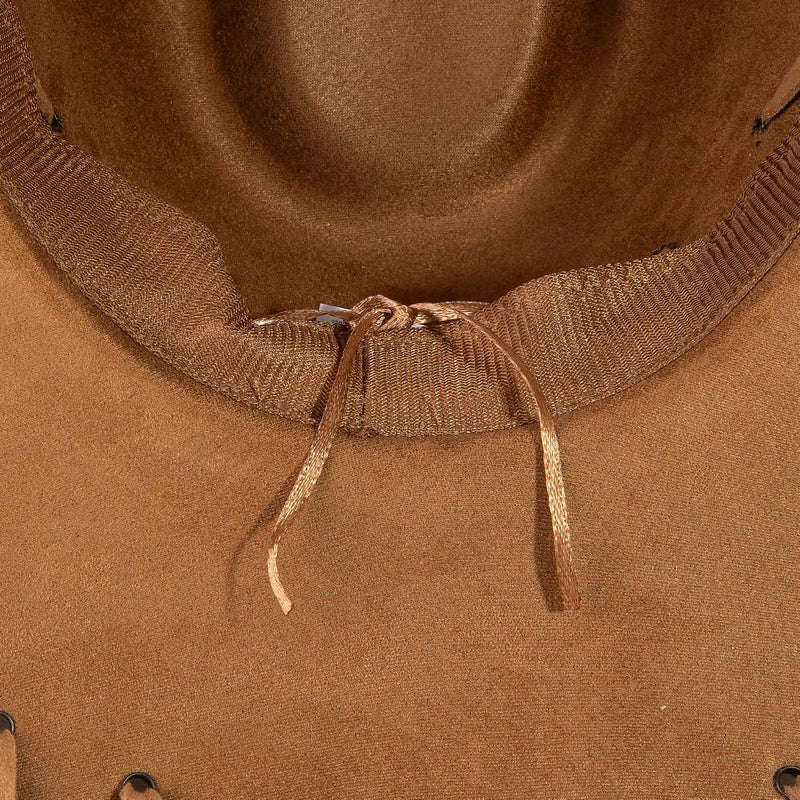 Braided Brim Faux Suede Cowboy Hat