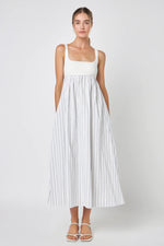 Tie Back Stripe Midi Dress