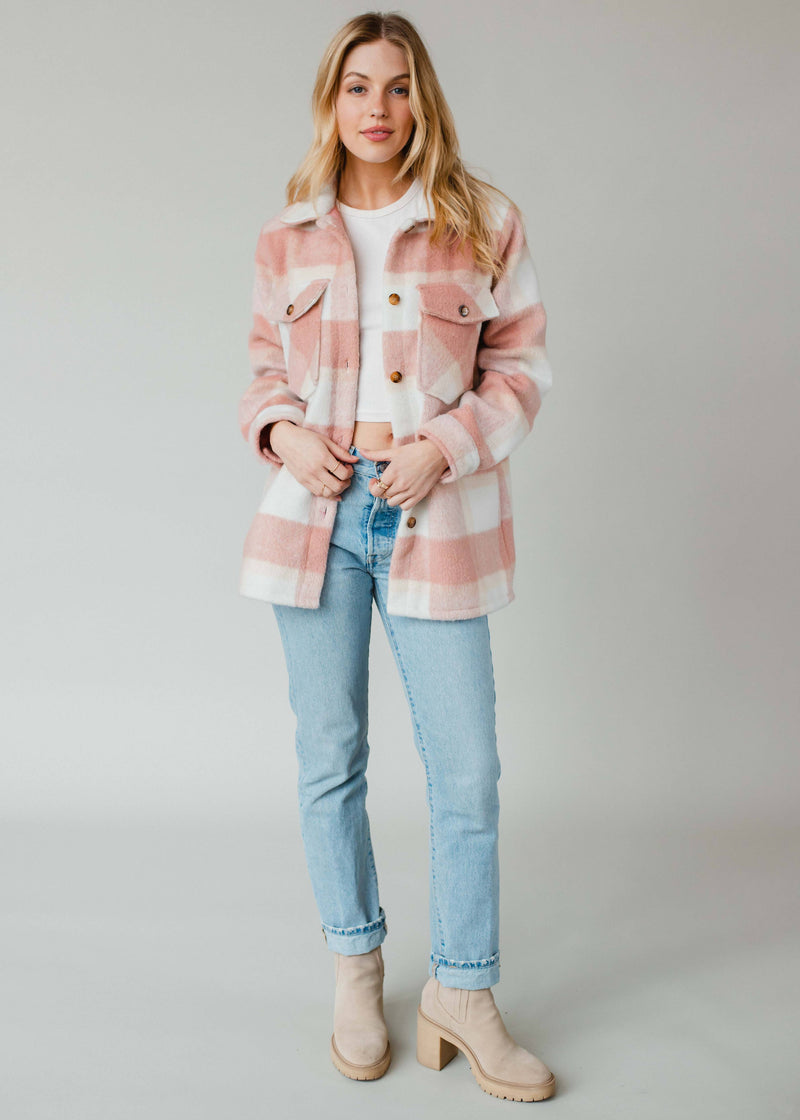 Pink, Tan & Cream Plaid Jacket