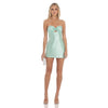 Satin Strapless Twist Cutout Dress in Mint Green