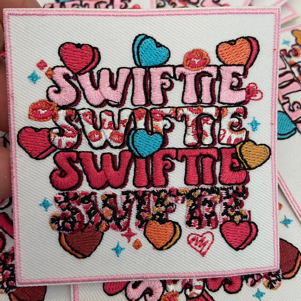 3" Swiftie with Hearts TS -  Embroidered Hat Patch