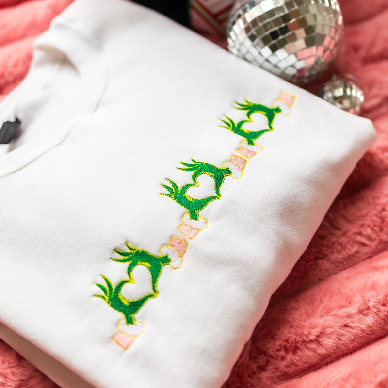 Grinch Love Embroidered Sweatshirt