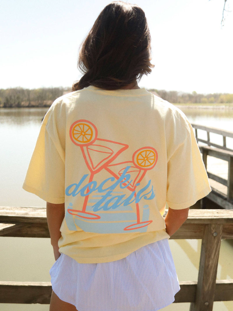 Docktails Butter Yellow Cream Graphic T-Shirt