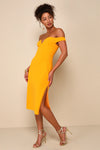 Golden Yellow Off Shoulder Midi Dress