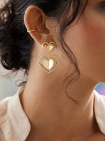 Gold and Pave Heart Kira Earrings
