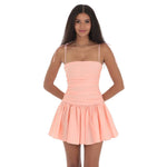 Ruched Fit and Flare Dress in Pink