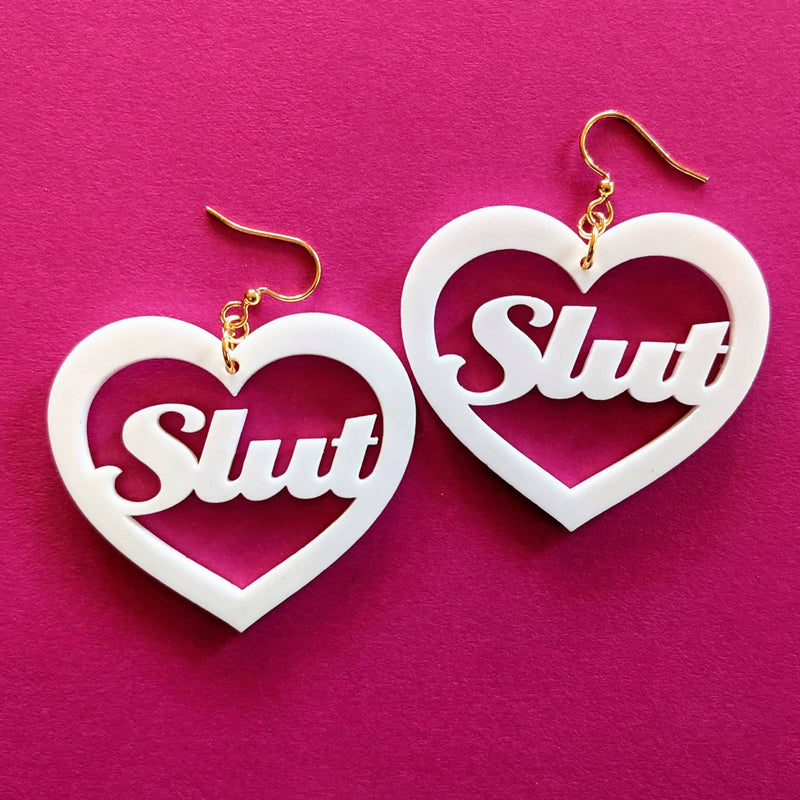 Slut Heart Acrylic Earrings