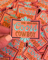 C**rs Cowboy Turquoise and coral Beer Trucker Hat Patch