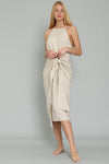 Linen Tie Front Midi Dress