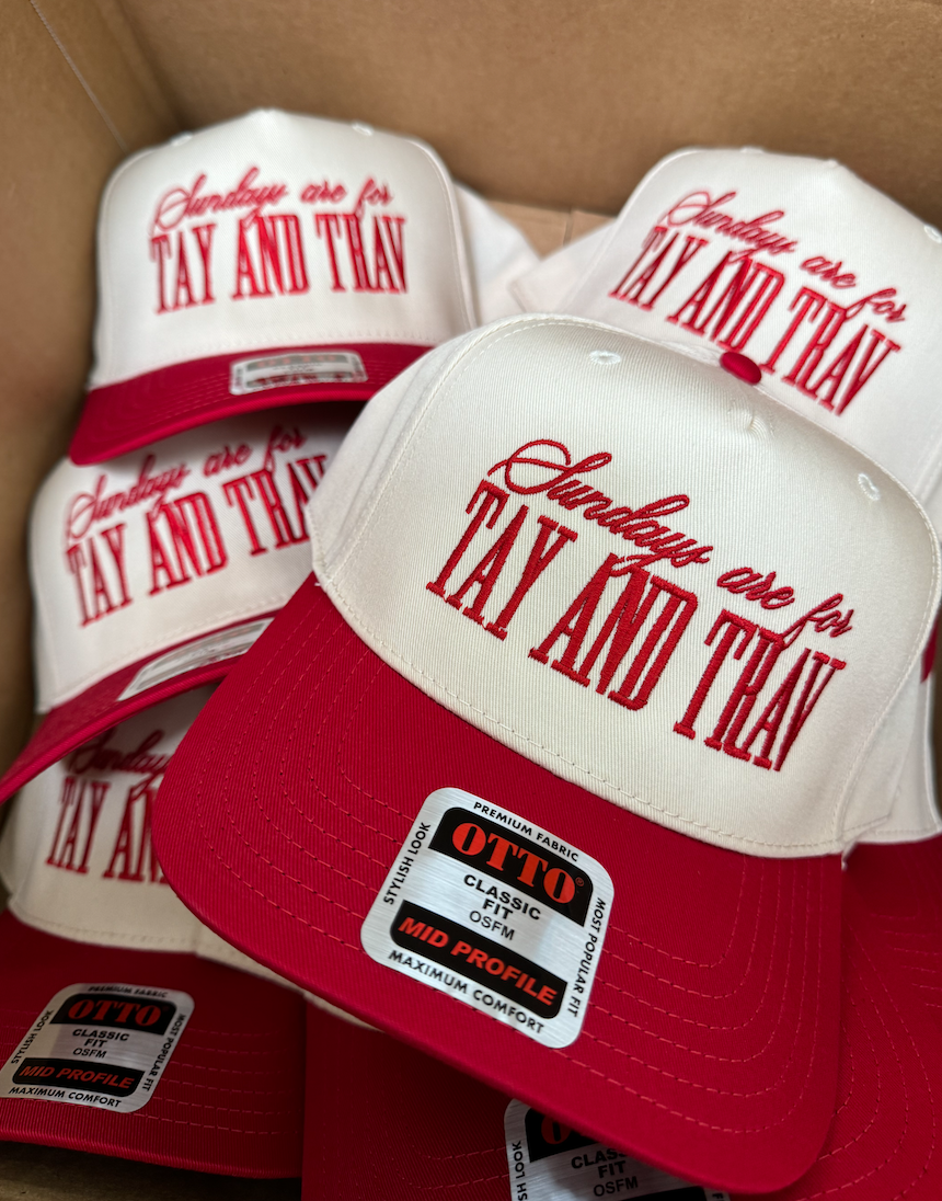 Sundays Are For Tay + Trav - Red Vintage Trucker Hat