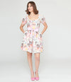 Unique Vintage Multi Cat Sweetheart Neck Swing Dress