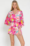 Fuchsia Orchid Kimono Sleeve Romper