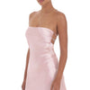 Satin Pearl Open Back Dress in Pink