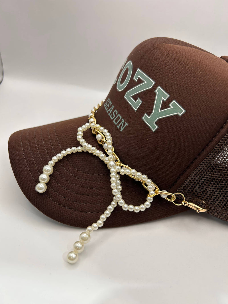 Pearl Bow Trucker Hat Chain
