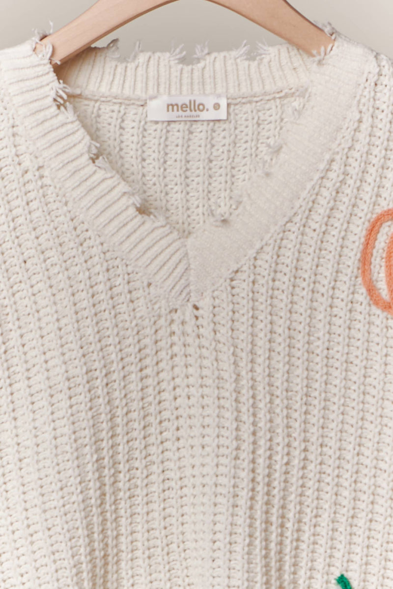 Distressed Pumpkin Patch Sweater