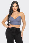 Blue Stud Crop Top