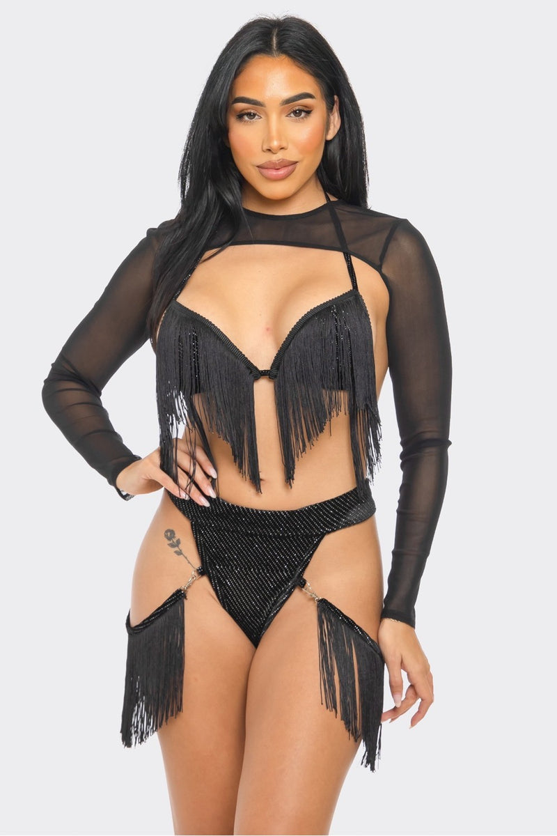 Black Fringe Detail Set-SIZES MUST MATCH