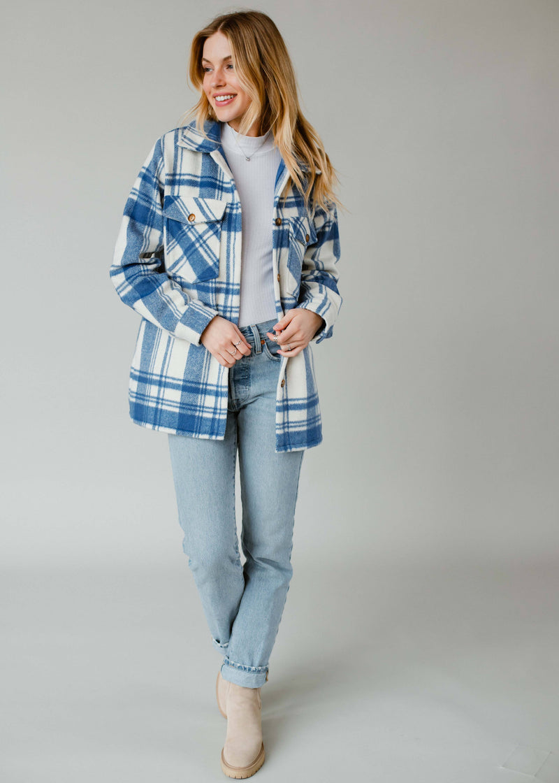 Royal Blue & Cream Plaid Jacket