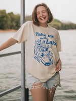 Take Me To The Lake Cream Graphic T-Shirt