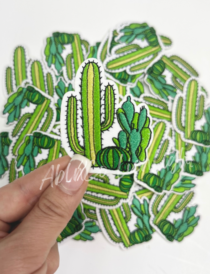 3” green cactus desert patch iron on