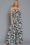 Black and White Tube Belted Jumpsuit