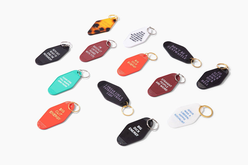 Big Clit Energy Motel Style Keychain in Red and Gold