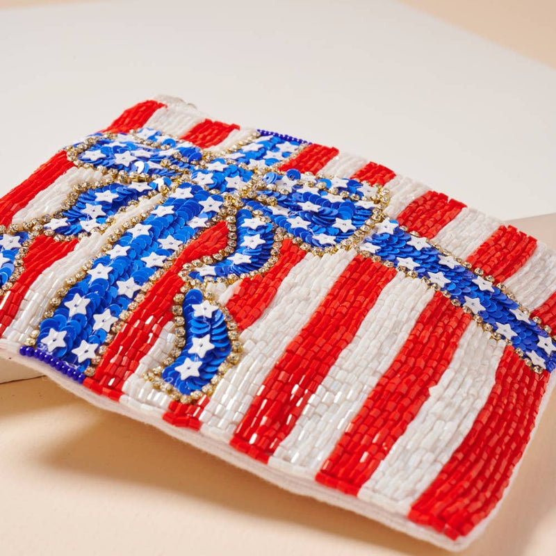 USA Bow Seed Beaded Coin Pouch