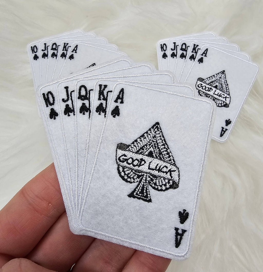 Royal Flush Ace of Spades 'Good Luck' Embroidery Iron On Patch